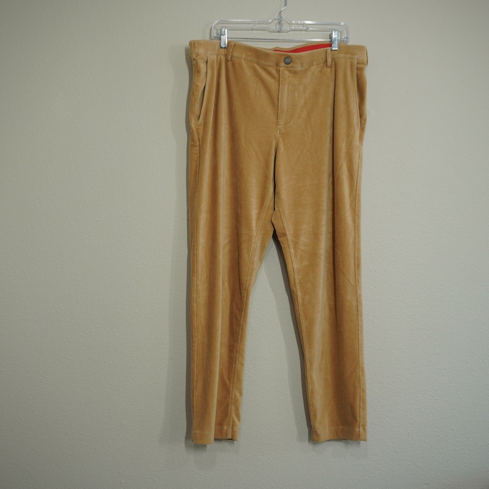 Redvanly Men's XL Corduroy Casual Golf Pants Camel Tan Stretch Performance